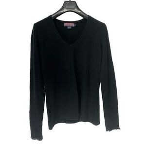 Vineyard Vines Black V Neck Merino Wool and Cashmere Sweater Size Large